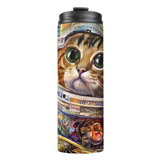 Futuristische Raumkatze Thermosbecher (Vorderseite)
