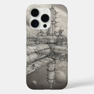Futuristische Raumstation, die einen fernen Planet iPhone 16 Pro Hülle