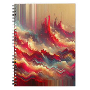 Futuristische Red Abstrakt City Notebook Notizblock