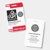 Futuristische Red Stripes Foto Template Mitarbeite Ausweis (Front & Back)