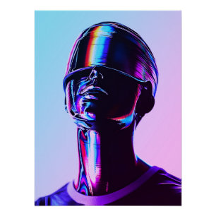 Futuristische Regenbogen-Chrom-Porträt-Wandkunst Poster