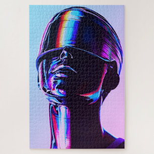 Futuristische Regenbogen-Chrom-Porträt-Wandkunst Puzzle