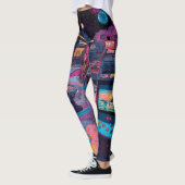 Futuristische Retro-Arcade im Weltraum Leggings (Links)