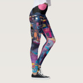 Futuristische Retro-Arcade im Weltraum Leggings (Rechts)
