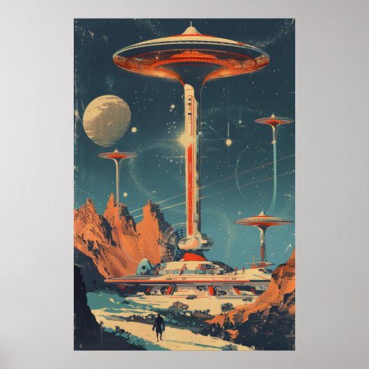 Futuristische Retroismus Space Age Illustration Po Poster (Vorne)