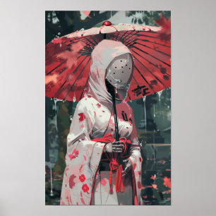 Futuristische Roboter Portrait Minimalistische Wal Poster