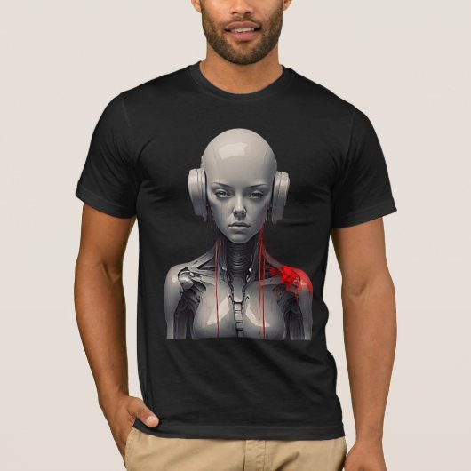 Futuristische Robotermädchen im Retro Art Style T-Shirt (Vorderseite)