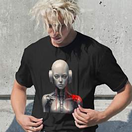 Futuristische Robotermädchen im Retro Art Style T-Shirt