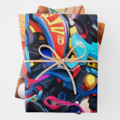 Futuristische Robotik Geschenkpapier Set (Beispiel)