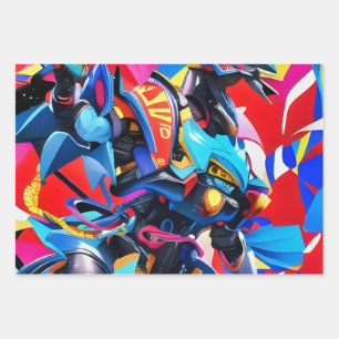 Futuristische Robotik Geschenkpapier Set