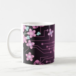 Futuristische Sakura-Blumenlandschaft Kaffeetasse