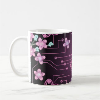 Futuristische Sakura-Blumenlandschaft Kaffeetasse