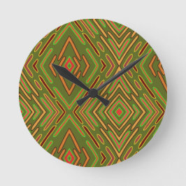 Futuristische Schaltung abstraktes grünes Muster  Runde Wanduhr