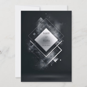 Futuristische schwarze weiße geometrische Diamant  Einladung