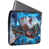 Futuristische Sci-Fi-Android-Kühle-Blau-Tech Laptopschutzhülle (Vorne Rechts)