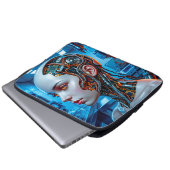 Futuristische Sci-Fi-Android-Kühle-Blau-Tech Laptopschutzhülle (Vorne Knopf)