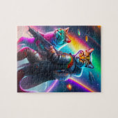 Futuristische Sci-Fi Astronaut Krieger Katzen Puzzle (Horizontal)