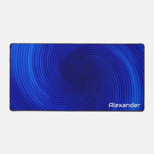 Futuristische Sci Fi Neon Blue Wirbel Custom Gamin Schreibtischunterlage (Vorderseite)
