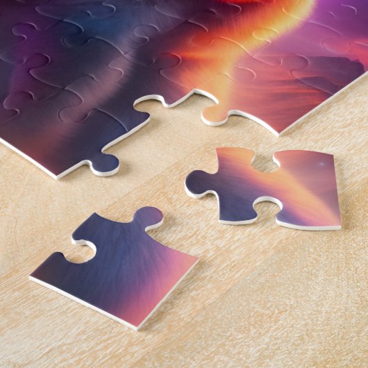 Futuristische Sci-Fi Warrior Neon Cat mit Laser. K Puzzle (Seite)