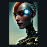 Futuristische Science Fiction Cyborg Lady Wall Art Poster<br><div class="desc">Das Futuristic Science Fiction Cyborg Lady Wall Art Poster präsentiert eine futuristische Cyborg Lady Dame vor blauem Hintergrund,  eine KI,  die mit dem menschlichen Designer kreiert wurde.</div>