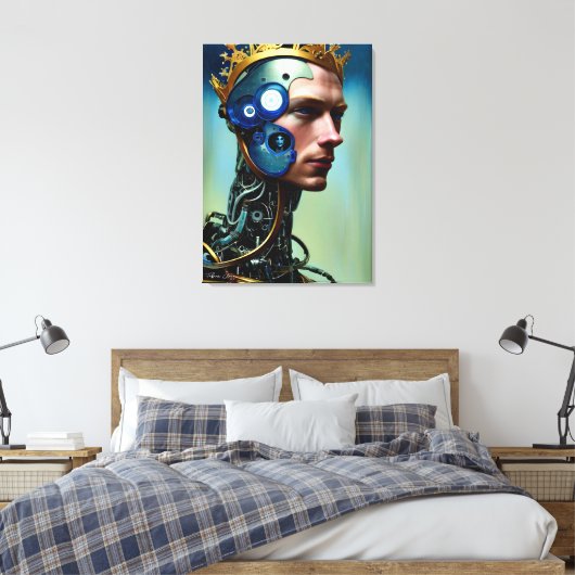 Futuristische Science Fiction Cyborg Man Wall Art Leinwanddruck (Insitu (Schlafzimmer))