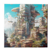 Futuristische Science Fiction Kunst Fliese (Vorderseite)
