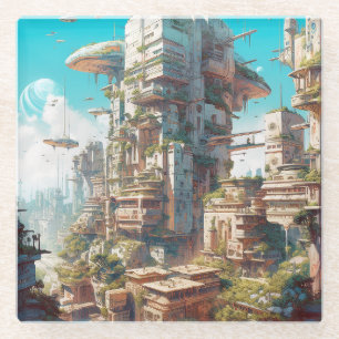 Futuristische Science Fiction Kunst Glasuntersetzer