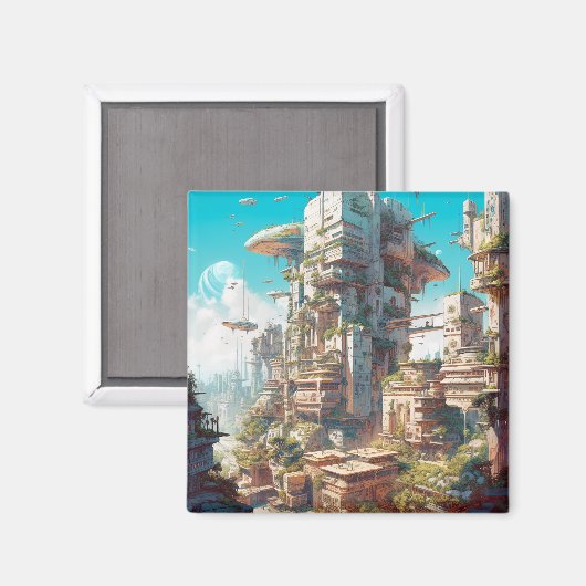 Futuristische Science Fiction Kunst Magnet (Vorderseite/Rückseite)