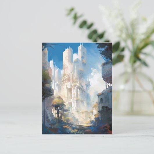 Futuristische Science Fiction Kunst Postkarte (Stehend Vorderseite)