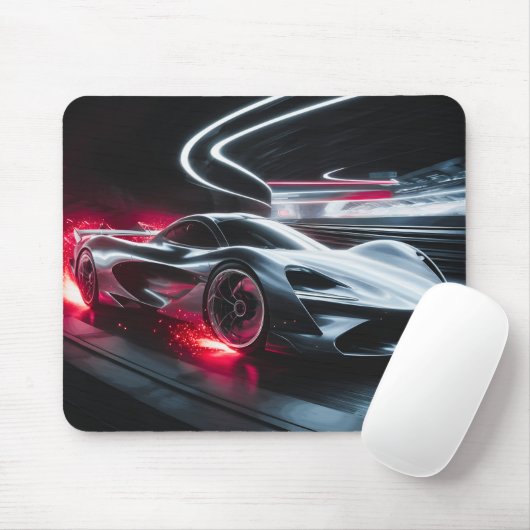 Futuristische Speed Demon Sleek Concept Car Mousepad (Mit Mouse)