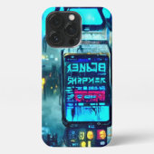 Futuristische Spooky Cyberpunk Steampunk Dreh-Phon iPhone Hülle (Rückseite)