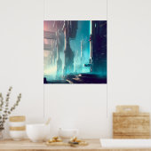 Futuristische Stadt 1 Poster (Küche)