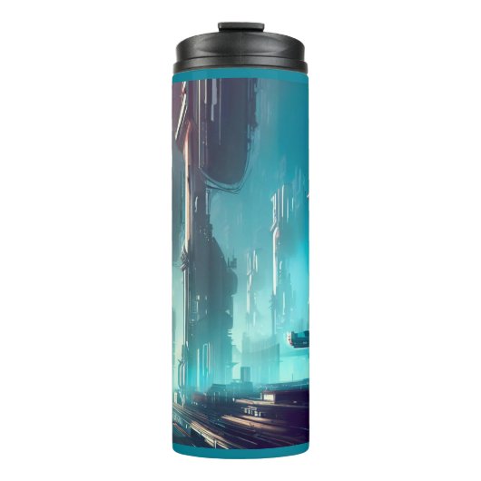Futuristische Stadt 1 Thermosbecher (Vorderseite)