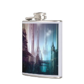 Futuristische Stadt 2 Flachmann (Links)