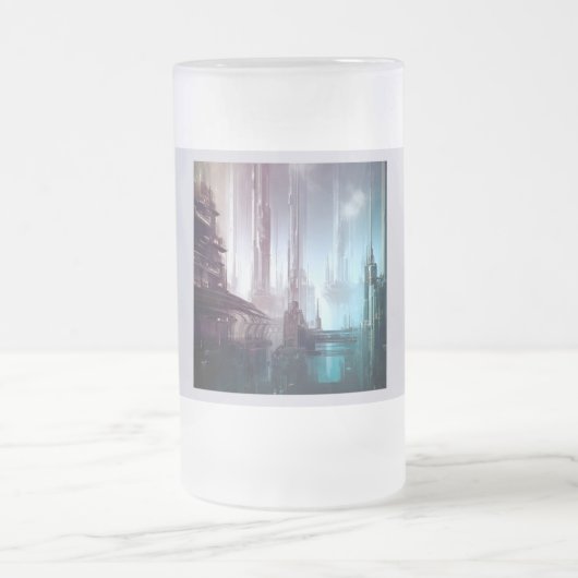 Futuristische Stadt 2 Mattglas Bierglas (Mittel)