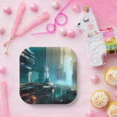 Futuristische Stadt 3 Pappteller (Party)