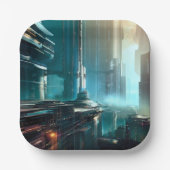Futuristische Stadt 3 Pappteller (Vorderseite)