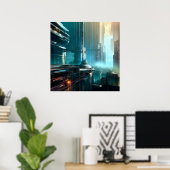 Futuristische Stadt 3 Poster (Heimbüro)