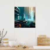Futuristische Stadt 3 Poster (Küche)
