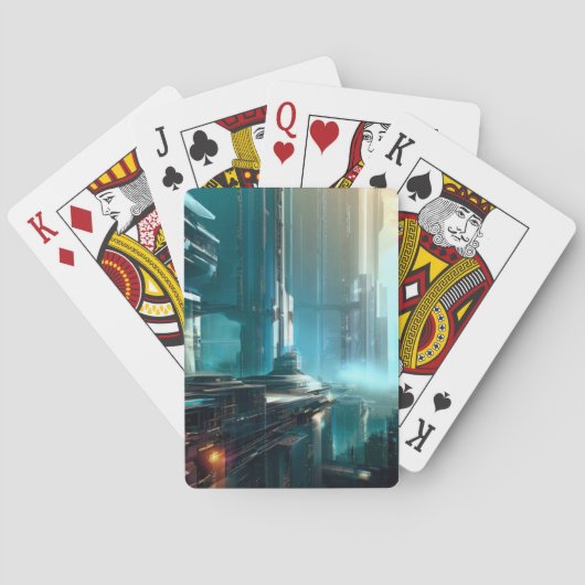 Futuristische Stadt 3 Spielkarten (Rückseite)