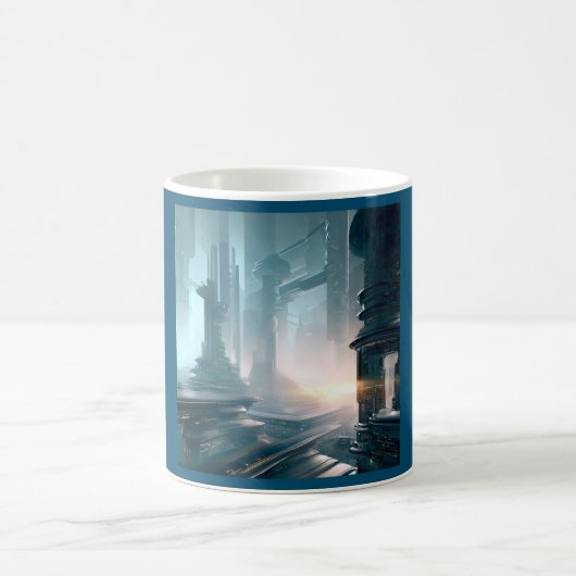Futuristische Stadt 4 Kaffeetasse (Mittel)