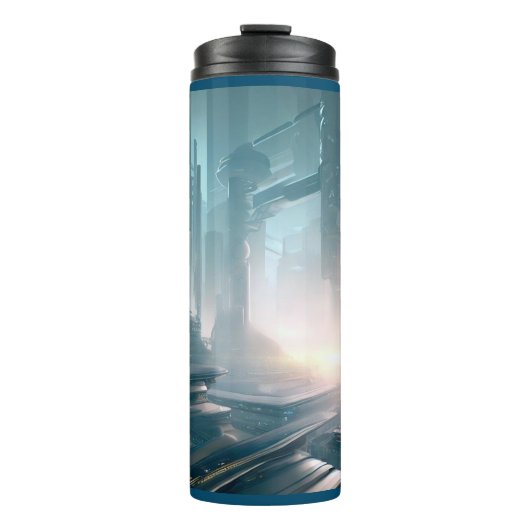 Futuristische Stadt 4 Thermosbecher (Vorderseite)