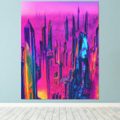 Futuristische Stadt Canvas Print Leinwanddruck (Insitu (Holzboden))