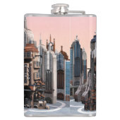 Futuristische Stadt Flachmann (Rückseite)