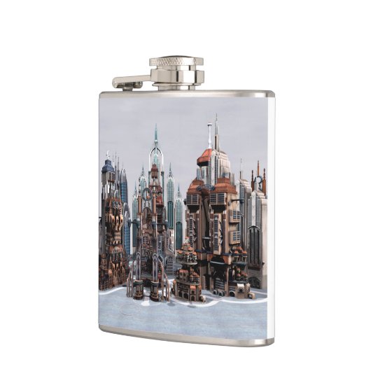 Futuristische Stadt Flachmann (Links)