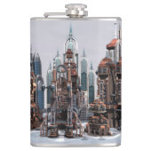 Futuristische Stadt Flachmann (Vorderseite)