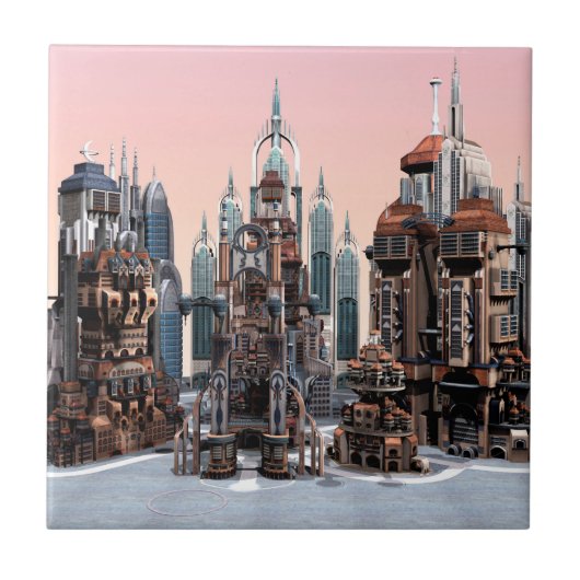 Futuristische Stadt Fliese (Vorderseite)