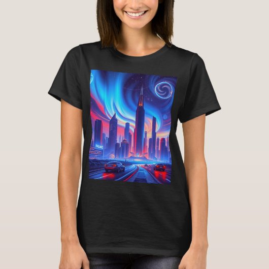 Futuristische Stadt Frauen T - Shirt (Vorderseite)