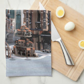 Futuristische Stadt Geschirrtuch (Viertel Falte)