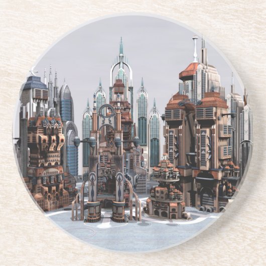 Futuristische Stadt Getränkeuntersetzer (Vorne)